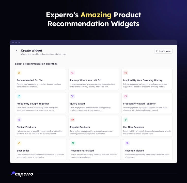 Experro's Product Recommendation Widgets